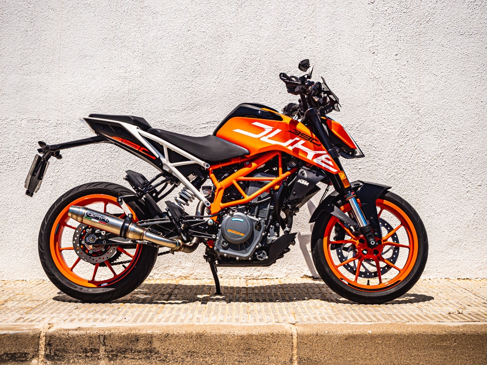 GPR exhaust compatible with  Ktm Rc 390 2017-2020, Deeptone Inox, Homologated legal slip-on exhaust including removable db killer and link pipe 