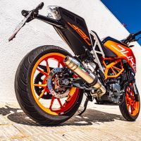 GPR exhaust compatible with  Ktm Rc 390 2017-2020, Deeptone Inox, Homologated legal slip-on exhaust including removable db killer and link pipe 