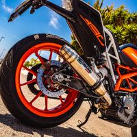 GPR exhaust compatible with  Ktm Rc 390 2017-2020, Deeptone Inox, Homologated legal slip-on exhaust including removable db killer and link pipe 