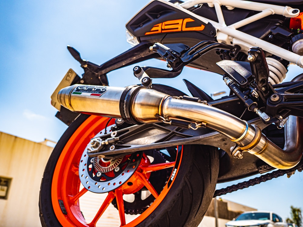 GPR exhaust compatible with  Ktm Rc 390 2017-2020, Deeptone Inox, Homologated legal slip-on exhaust including removable db killer and link pipe 