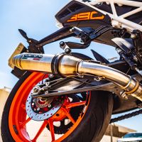 GPR exhaust compatible with  Ktm Rc 390 2017-2020, Deeptone Inox, Homologated legal slip-on exhaust including removable db killer and link pipe 