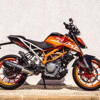 GPR exhaust compatible with  Ktm Duke 390 2013-2016, Furore Nero, Homologated legal slip-on exhaust including removable db killer and link pipe 