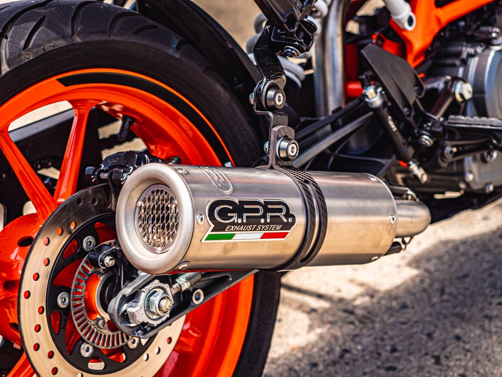 GPR exhaust compatible with  Ktm Adventure 390 2021-2024, M3 Inox , Racing slip-on exhaust including link pipe and removable dbkiller 