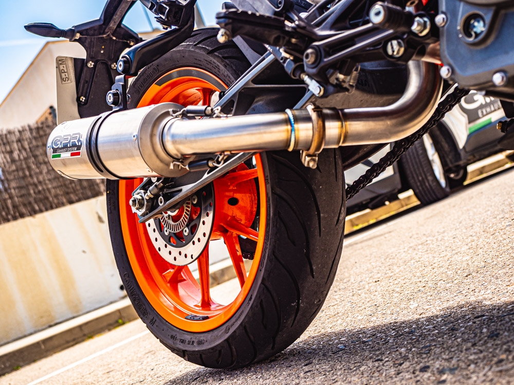 GPR exhaust compatible with  Ktm Adventure 390 2021-2024, M3 Inox , Racing slip-on exhaust including link pipe and removable dbkiller 