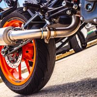 GPR exhaust compatible with  Ktm Duke 390 2017-2020, M3 Black Titanium, Homologated legal slip-on exhaust including removable db killer and link pipe 