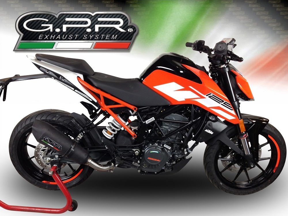 GPR escape compatible con  Ktm Duke 390 2017-2020, New Grand Prix Evo Black Titanium, Escape legal, homologado, silenciador con db killer desmontable y tubo de conexión específico 