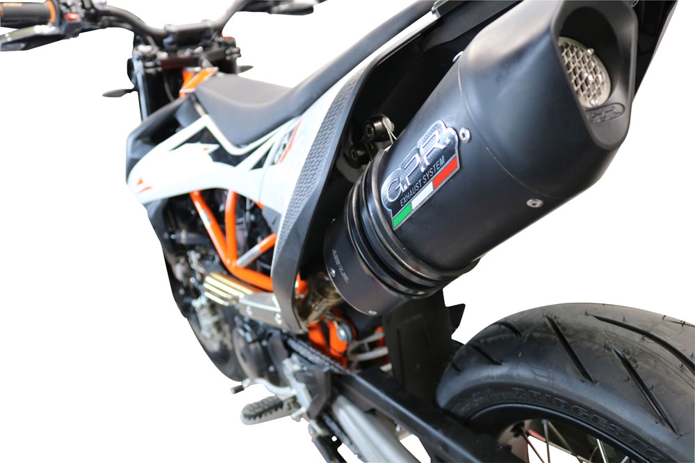 Scarico GPR compatibile con  Ktm Smc 690 R  2021-2024, Furore Nero, Terminale di scarico Racing, con raccordo specifico e db killer estraibile, non conforme per uso stradale