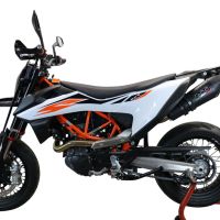 GPR exhaust compatible with  Ktm Enduro 690 R 2021-2024, New Grand Prix Evo Black Titanium, Homologated legal slip-on exhaust including removable db killer, link pipe and catalyst 