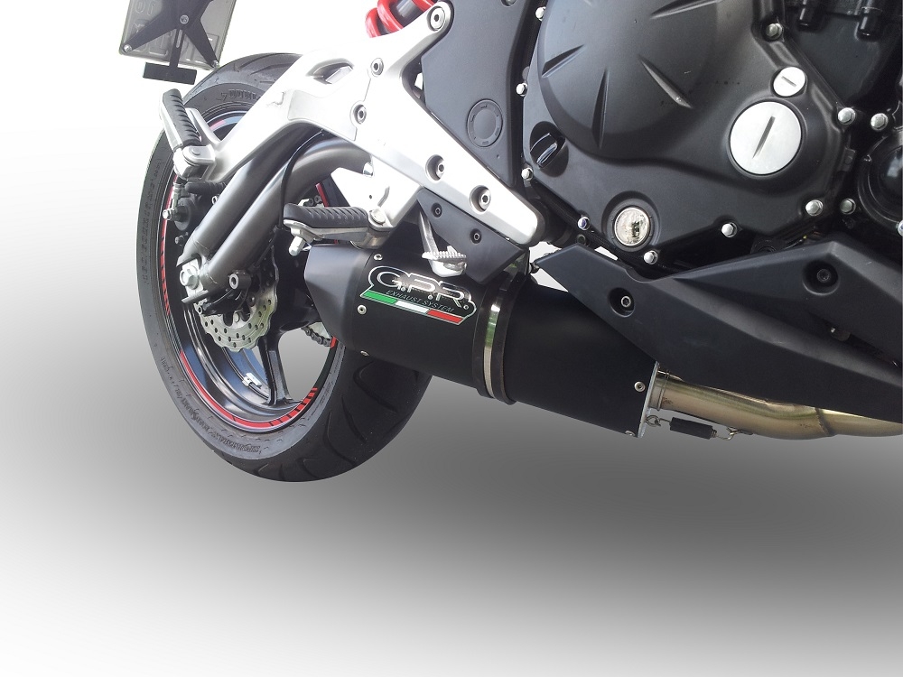 GPR exhaust compatible with  Kawasaki Er 6 N - F  2012-2016, Furore Nero, Homologated legal full system exhaust, including removable db killer and catalyst 