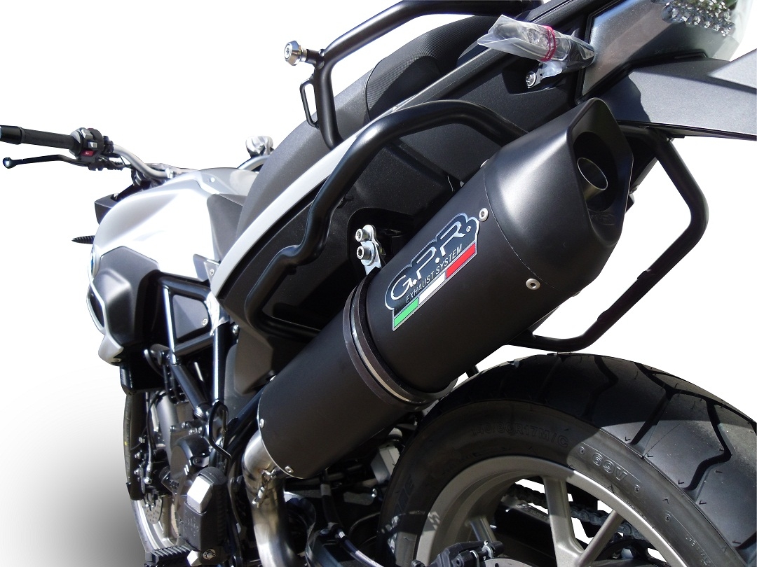 Scarico GPR compatibile con  Bmw F 700 Gs 2011-2015, Furore Nero, Scarico omologato, silenziatore con db killer estraibile e raccordo specifico