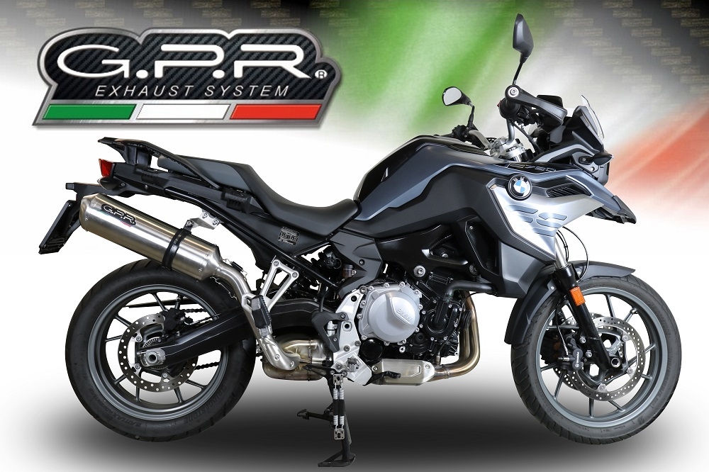 Scarico GPR compatibile con  Bmw F 750 Gs 2018-2020, Satinox, Scarico omologato, silenziatore con db killer estraibile e raccordo specifico
