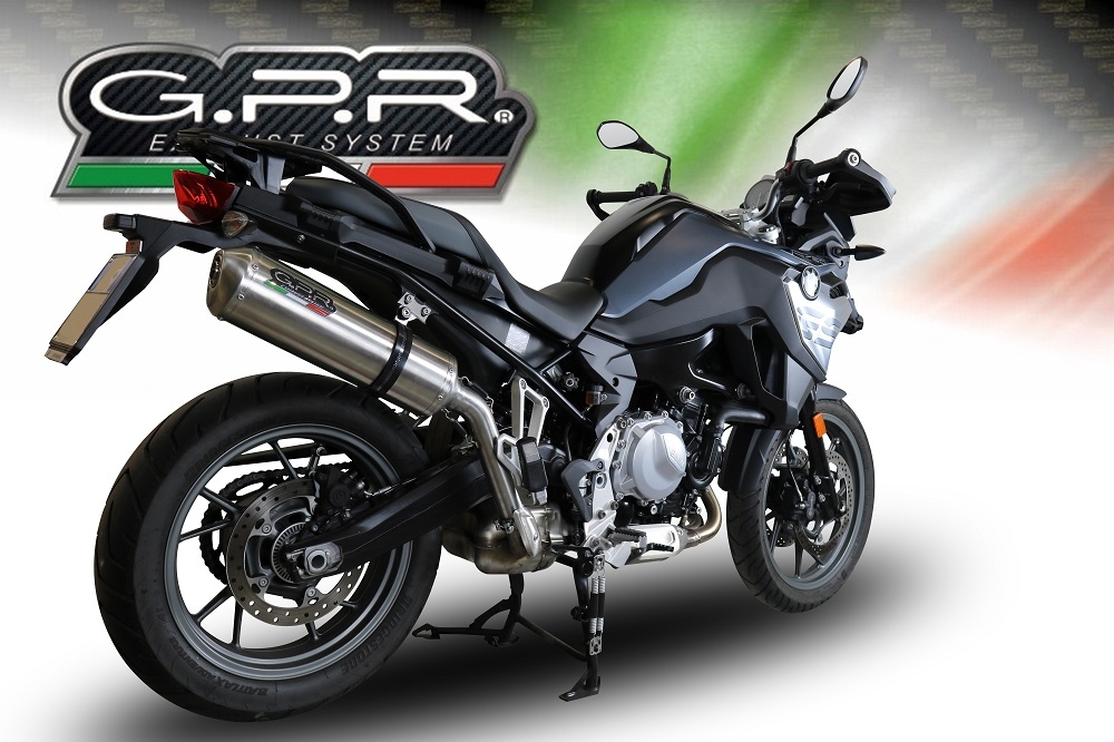 Scarico GPR compatibile con  Bmw F 750 Gs 2018-2020, Satinox, Scarico omologato, silenziatore con db killer estraibile e raccordo specifico