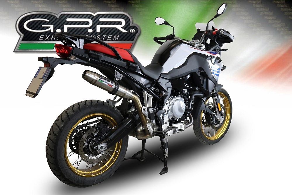 Scarico GPR compatibile con  Bmw F 850 Gs -Adventure 2018-2020, Deeptone Inox, Scarico omologato, silenziatore con db killer estraibile e raccordo specifico