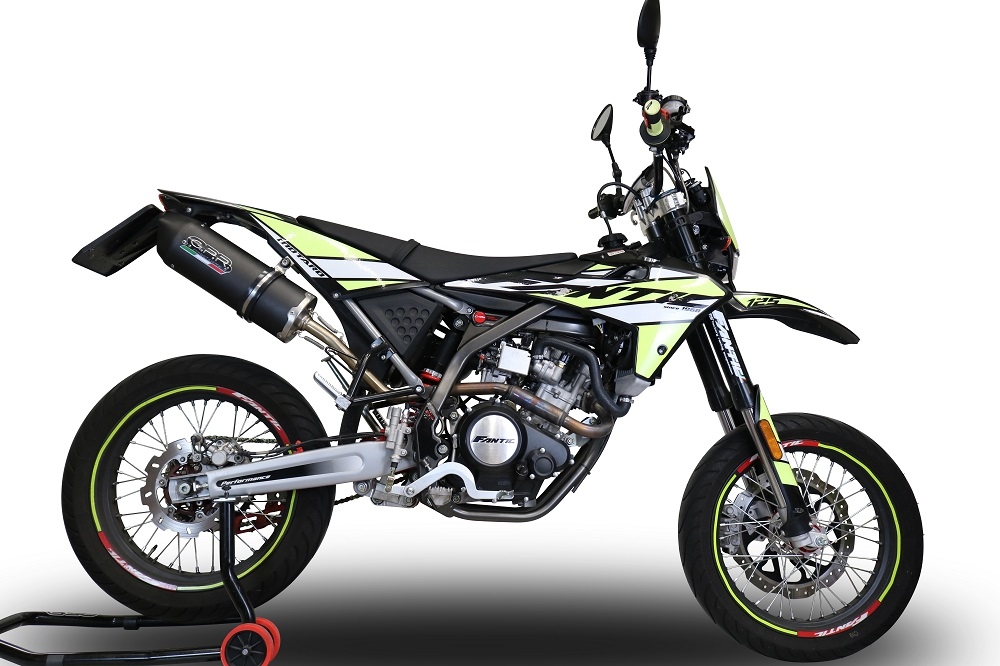 GPR exhaust compatible with  Fantic Motor 125 M Performance 2019-2020, Furore Poppy, Homologated legal slip-on exhaust including removable db killer and link pipe 