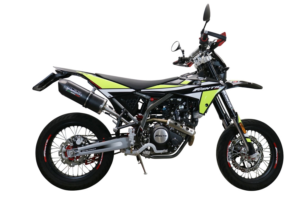 GPR exhaust compatible with  Fantic Motor XMF 125 2021-2023, Furore Evo4 Nero, Homologated legal slip-on exhaust including removable db killer, link pipe and catalyst 