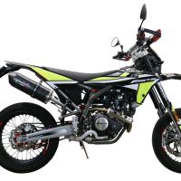 GPR exhaust compatible with  Fantic Motor XMF 125 2021-2023, Furore Evo4 Nero, Homologated legal slip-on exhaust including removable db killer, link pipe and catalyst 