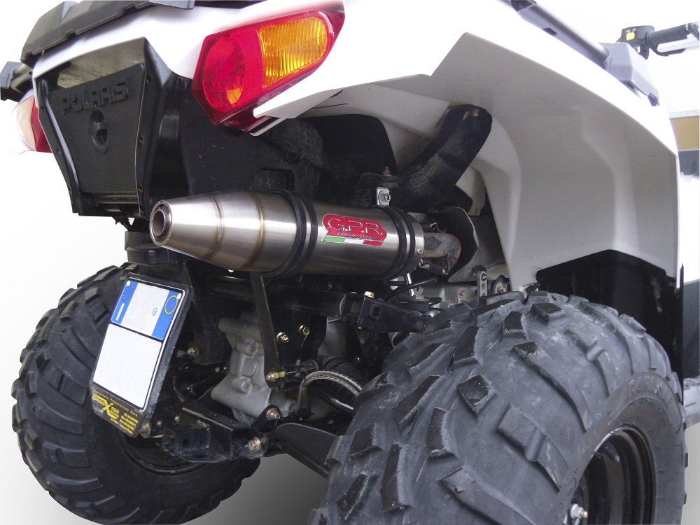 Scarico GPR compatibile con  Polaris Sportsman 550 H.O. / EPS / EFI 2009-2014, Deeptone Atv, Scarico omologato, silenziatore con db killer estraibile e raccordo specifico