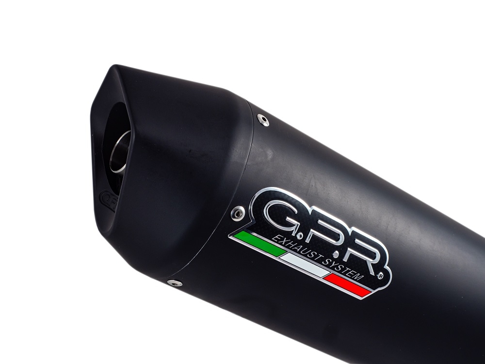 Scarico GPR compatibile con  Aprilia Dorsoduro 900 2017-2020, Furore Nero, Coppia di silenziatori di scarico racing, con raccordo, articolo senza omologazione