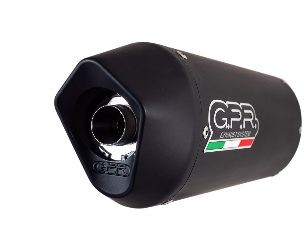 Scarico GPR compatibile con  Aprilia Dorsoduro 900 2017-2020, Furore Nero, Coppia di silenziatori di scarico racing, con raccordo, articolo senza omologazione