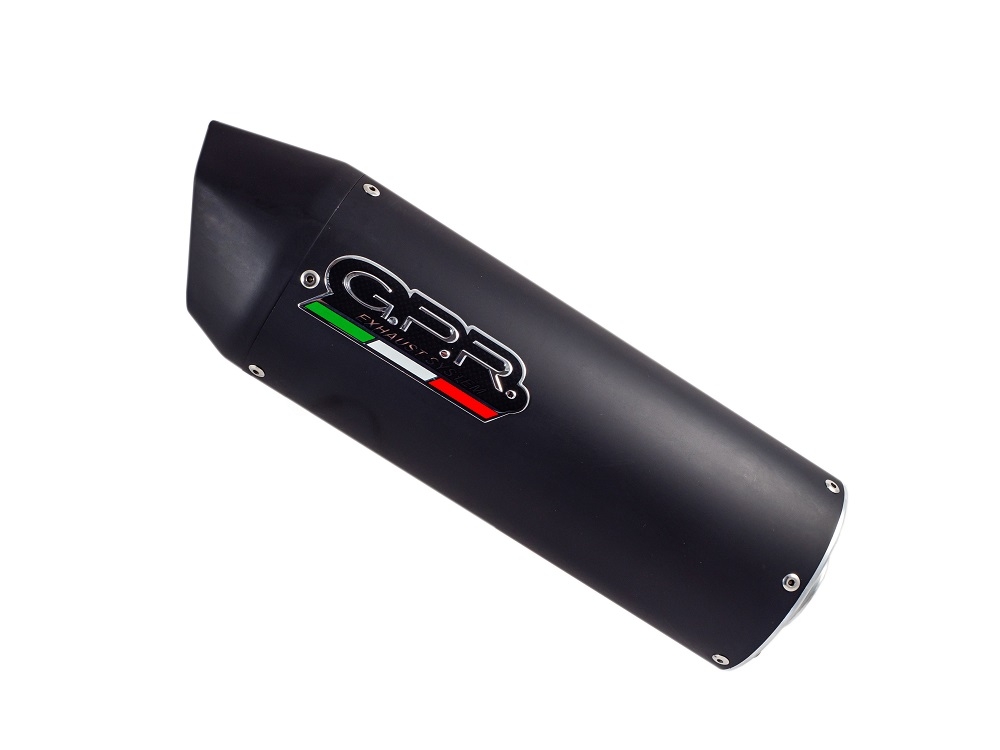 Scarico GPR compatibile con  Aprilia Dorsoduro 900 2017-2020, Furore Nero, Coppia di silenziatori di scarico racing, con raccordo, articolo senza omologazione
