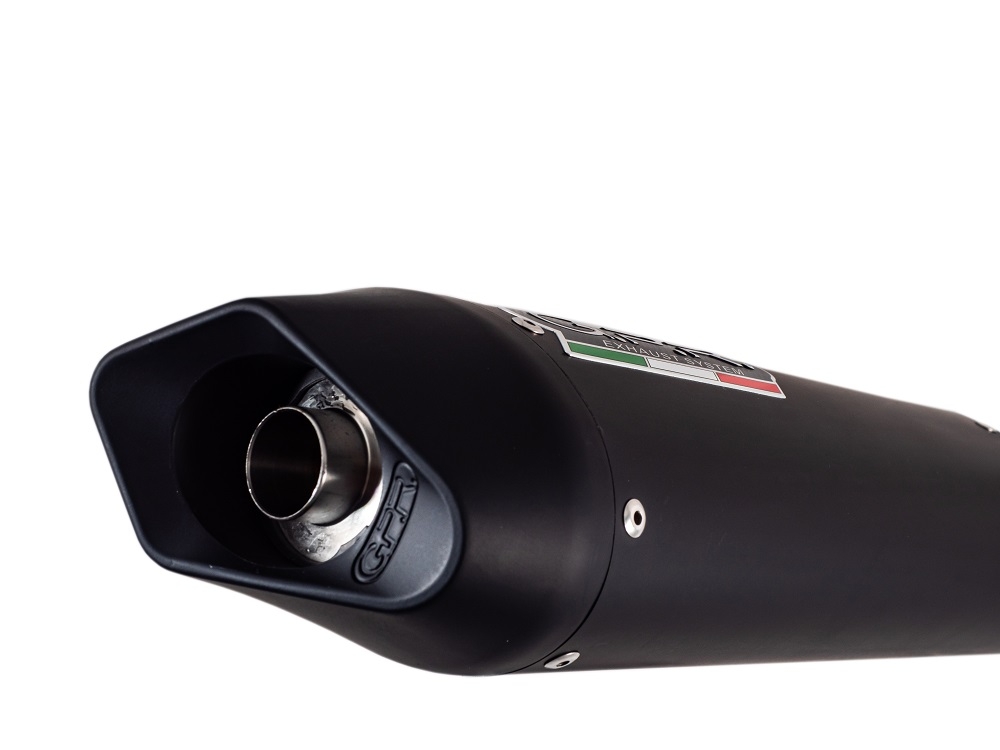 Scarico GPR compatibile con  Aprilia Dorsoduro 900 2017-2020, Furore Nero, Coppia di silenziatori di scarico racing, con raccordo, articolo senza omologazione