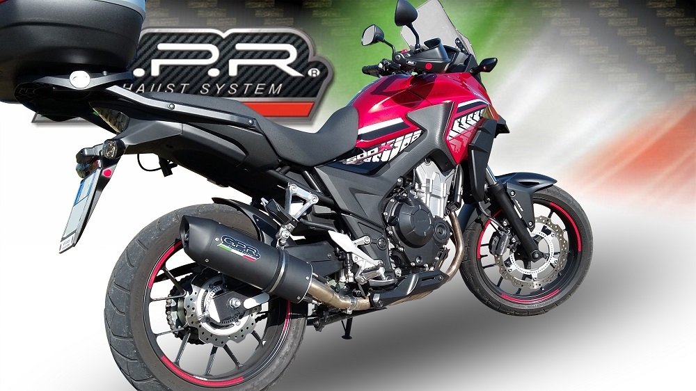 Scarico GPR compatibile con  Honda Cb 400 X 2016-2018, Furore Evo4 Nero, Scarico omologato, silenziatore con db killer estraibile e raccordo specifico