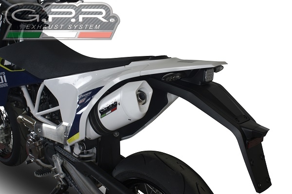Scarico GPR compatibile con  Husqvarna Enduro 701 2017-2020, Albus Evo4, Terminale di scarico omologato, fornito con db killer estraibile, catalizzatore e raccordo specifico