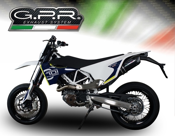 Scarico GPR compatibile con  Husqvarna Enduro 701 2021-2024, Furore Evo4 Nero, Terminale di scarico omologato,fornito con db killer estraibile,catalizzatore e collettore