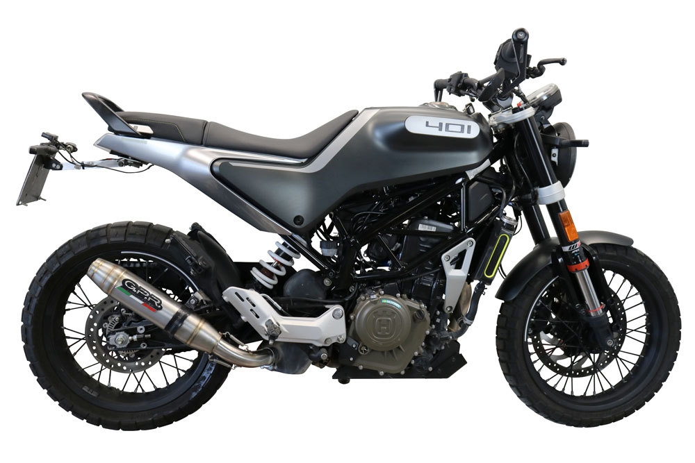 GPR exhaust compatible with  Husqvarna Vitpilen 401 2021-2023, Deeptone Inox, Homologated legal slip-on exhaust including removable db killer and link pipe 
