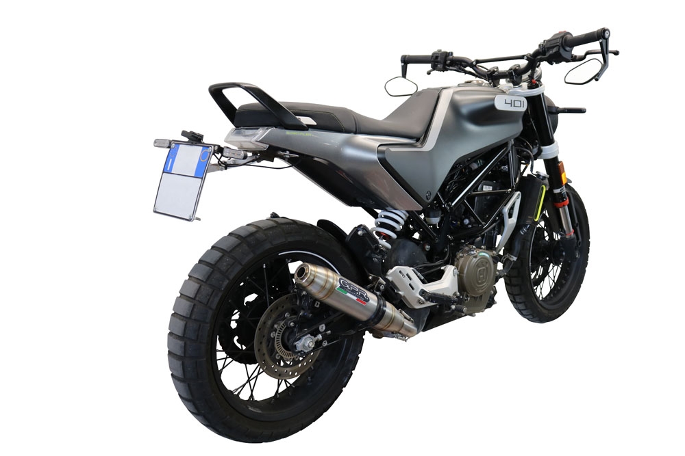 GPR exhaust compatible with  Husqvarna Vitpilen 401 2021-2023, Deeptone Inox, Homologated legal slip-on exhaust including removable db killer and link pipe 