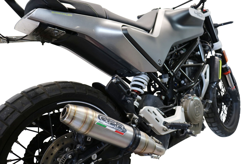 GPR exhaust compatible with  Husqvarna Vitpilen 401 2021-2023, Deeptone Inox, Homologated legal slip-on exhaust including removable db killer and link pipe 