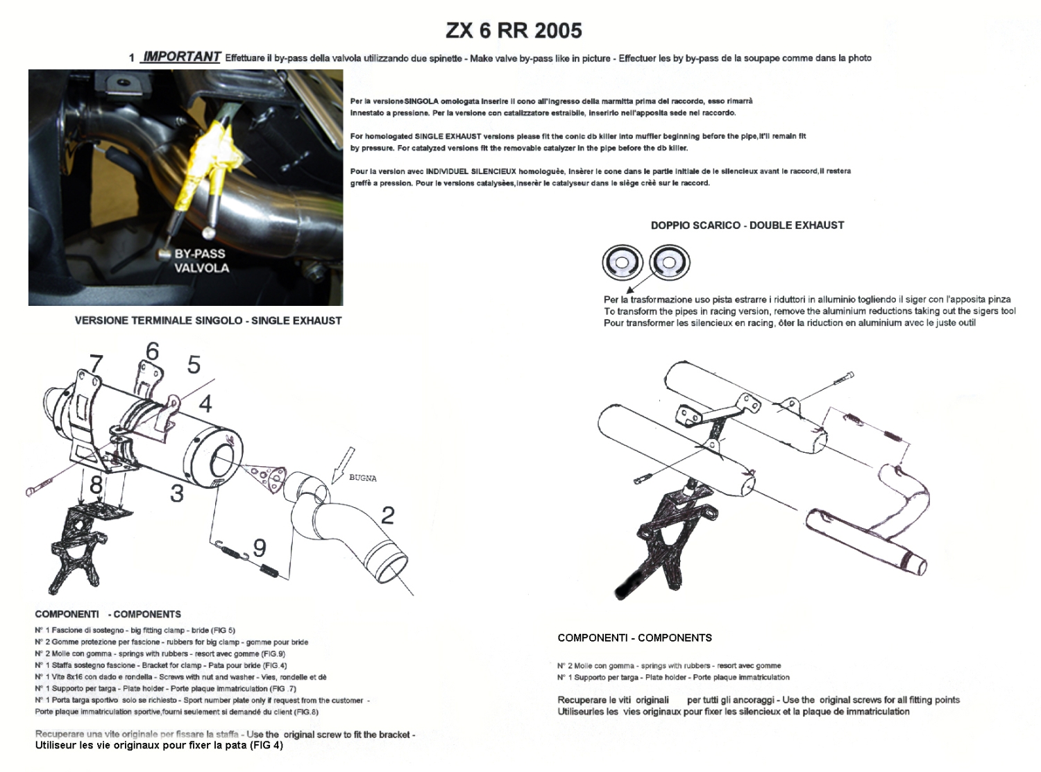 Scarico GPR compatibile con  Kawasaki Zx-6R  2005-2006, Deeptone Inox, Scarico omologato, silenziatore con db killer estraibile e raccordo specifico