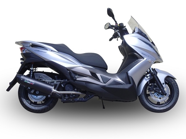 Scarico GPR compatibile con  Hyosung Comet 650 Gt - R 2004-2016, Furore Nero, Silenziatore di scarico omologato, con flangia specifica, con db killer estraibile