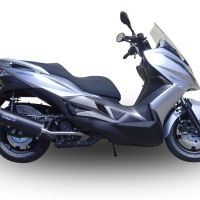 Scarico GPR compatibile con  Hyosung Comet 650 Gt - R 2004-2016, Furore Nero, Silenziatore di scarico omologato, con flangia specifica, con db killer estraibile