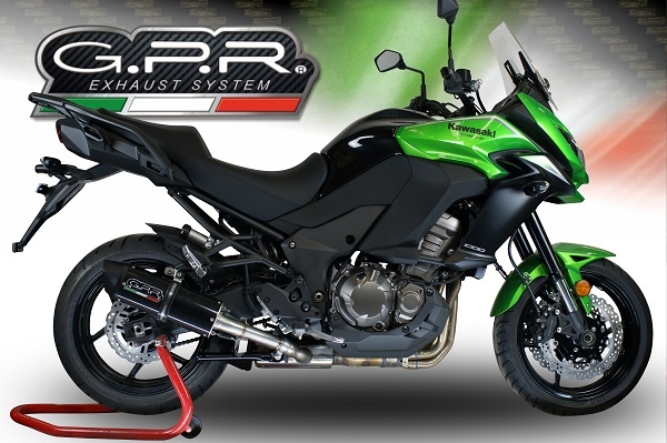 Scarico GPR compatibile con  Kawasaki Versys 1000 I.E. 2017-2018, Furore Evo4 Nero, Scarico omologato, silenziatore con db killer estraibile e raccordo specifico