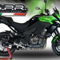 Scarico GPR compatibile con  Kawasaki Versys 1000 I.E. 2017-2018, Furore Evo4 Nero, Scarico omologato, silenziatore con db killer estraibile e raccordo specifico