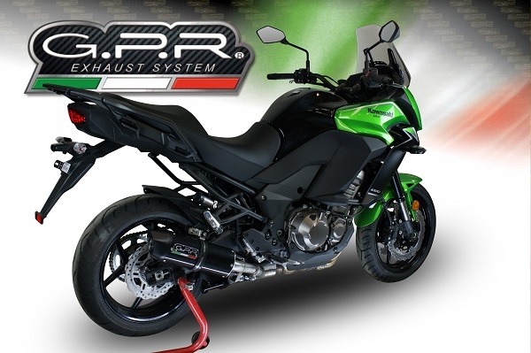 Scarico GPR compatibile con  Kawasaki Versys 1000 I.E. 2017-2018, Furore Evo4 Nero, Scarico omologato, silenziatore con db killer estraibile e raccordo specifico