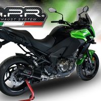 Scarico GPR compatibile con  Kawasaki Versys 1000 I.E. 2017-2018, Furore Evo4 Nero, Scarico omologato, silenziatore con db killer estraibile e raccordo specifico