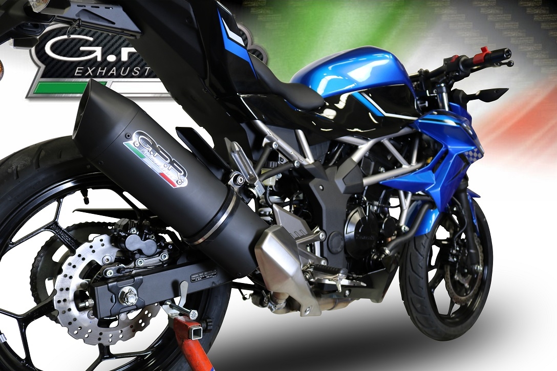 Scarico GPR compatibile con  Kawasaki Ninja 125 2019-2020, Furore Evo4 Nero, Scarico omologato, silenziatore con db killer estraibile e raccordo specifico