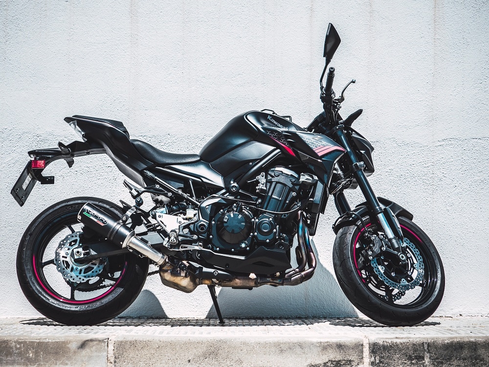 GPR exhaust compatible with  Kawasaki Z 900 2017-2019, M3 Black Titanium, Homologated legal slip-on exhaust including removable db killer and link pipe 