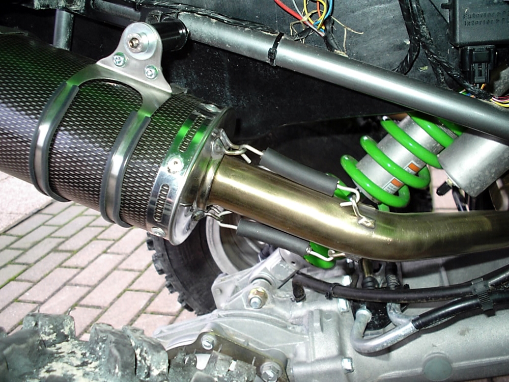 Scarico GPR compatibile con  Kawasaki Kfx 700 2004-2011, Furore Nero, Scarico completo omologato,fornito con due terminali, db killer estraibili e collettore