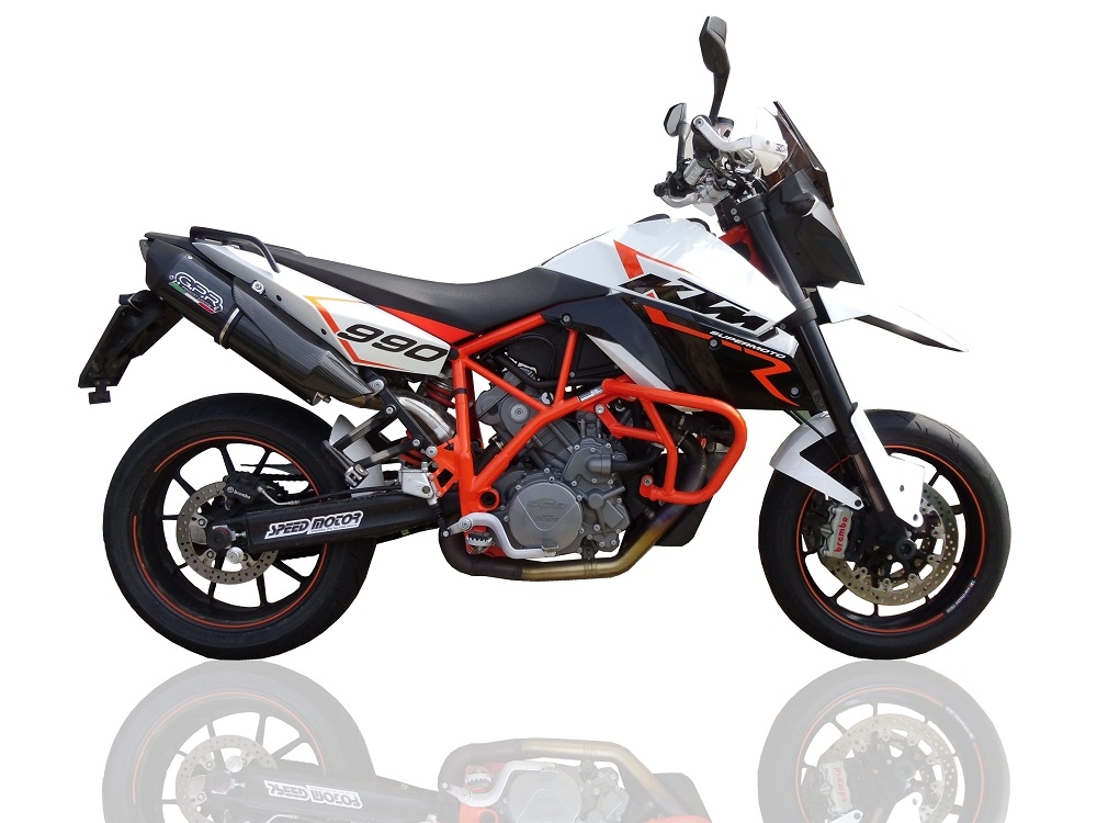 GPR exhaust compatible with  Ktm Lc8 Smt 990 2008-2014, Furore Nero, Dual Homologated legal bolt-on silencers including removable db killers 