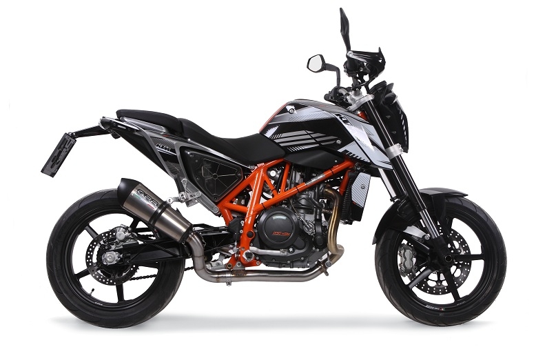 GPR pot echappement compatible avec  Ktm Duke 690 2017-2020, New Grand Prix Evo Titanium, Échappement légal, homologué,silencieux avec db killer amovible et tuyau de liaison spécifique 