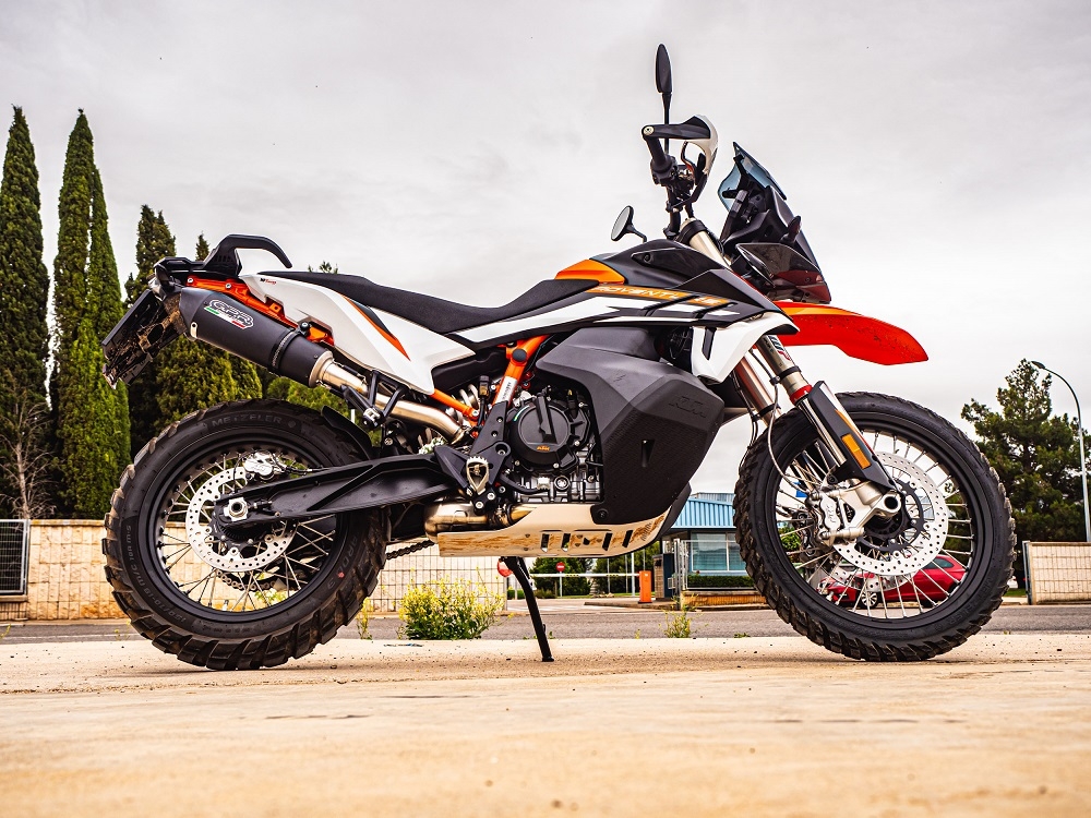 GPR pot echappement compatible avec  Ktm Adventure 890 2021-2024, New Grand Prix Evo Black Titanium, Échappement légal, homologué,silencieux avec db killer amovible et tuyau de liaison spécifique 