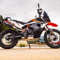 GPR pot echappement compatible avec  Ktm Adventure 890 2021-2024, New Grand Prix Evo Black Titanium, Échappement légal, homologué,silencieux avec db killer amovible et tuyau de liaison spécifique 