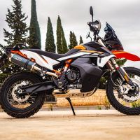 GPR exhaust compatible with  Ktm Adventure 890 2021-2024, Dual Poppy, Homologated legal slip-on exhaust including removable db killer and link pipe 