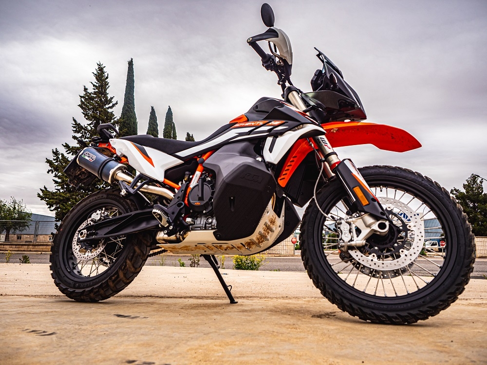 GPR exhaust compatible with  Ktm Adventure 890 2021-2024, Dual Poppy, Homologated legal slip-on exhaust including removable db killer and link pipe 