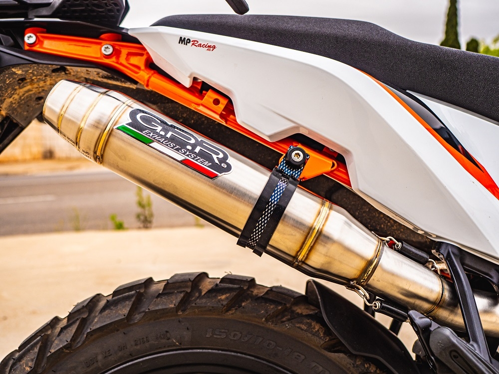 GPR exhaust compatible with  Ktm Duke 890 2021-2024, Deeptone Inox, Homologated legal slip-on exhaust including removable db killer and link pipe 