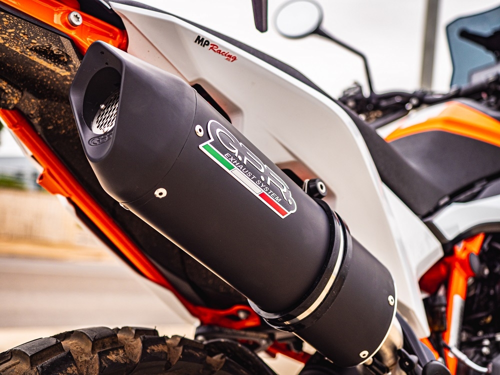 GPR exhaust compatible with  Ktm SMT 890 2023-2024, Furore Evo4 Nero, Homologated legal slip-on exhaust including removable db killer and link pipe 