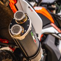 GPR exhaust compatible with  Ktm Adventure 890 2021-2024, Dual Poppy, Homologated legal slip-on exhaust including removable db killer and link pipe 